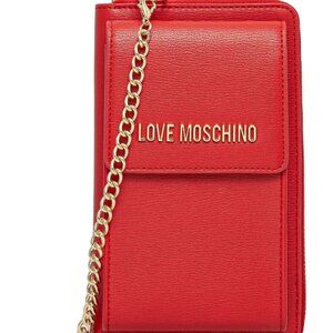 NEW Love Moschino Women's Red Logo-Lettering Wallet On Chain